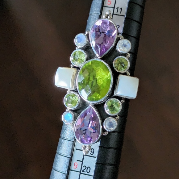 Nicky Butler 925 Sterling Silver Peridot Amethyst Pearl Ring NWT Designer Size 8 - Picture 8 of 12